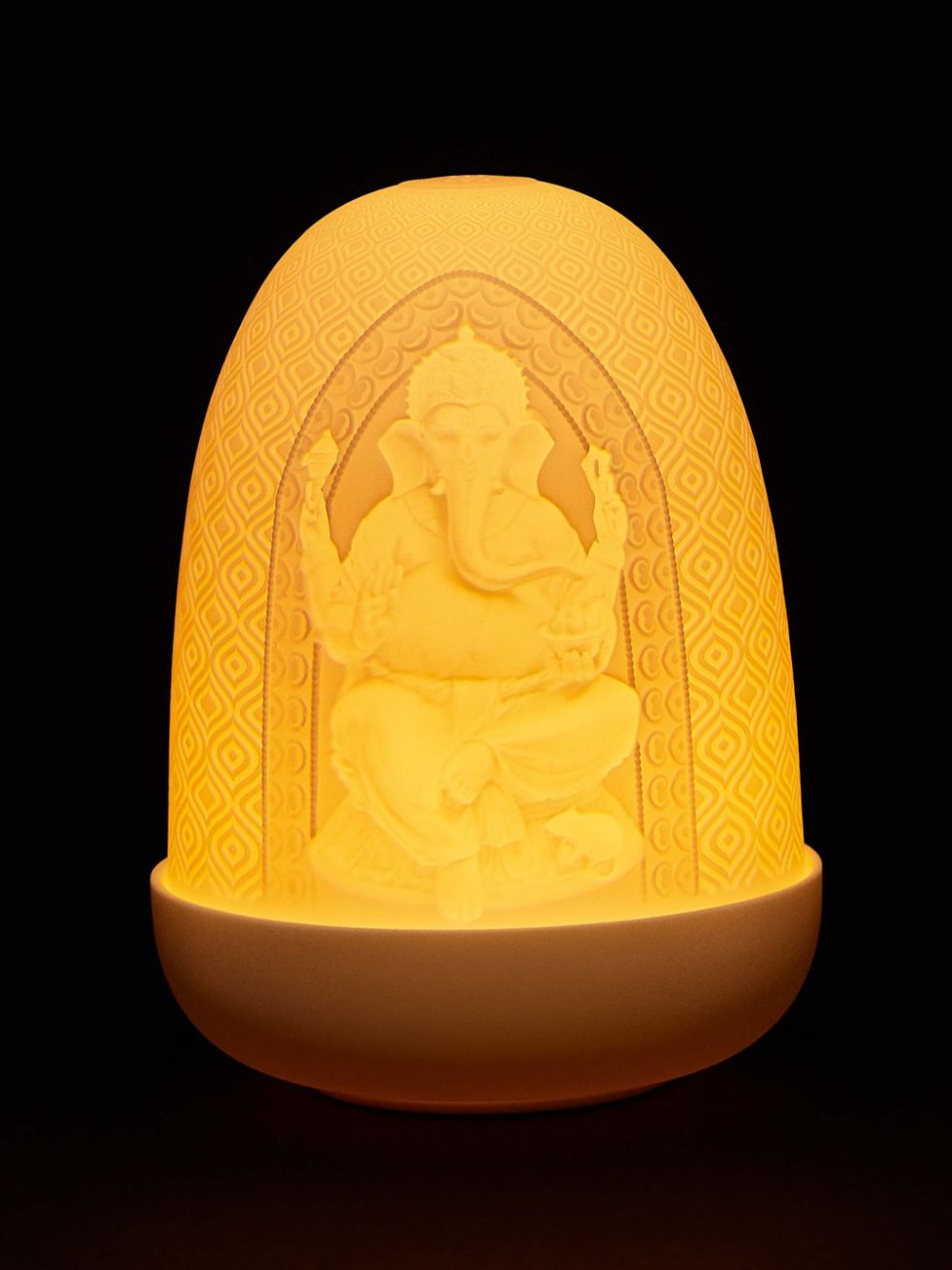 Shop Lladrò Porcelain Lord Ganesha & Goddess Lakshmi Lamp In Weiss