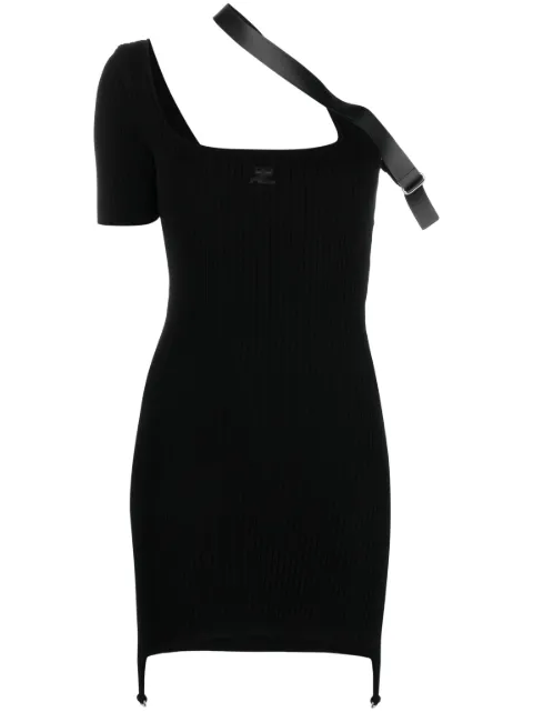 Courrèges strap-detail asymmetric mini dress