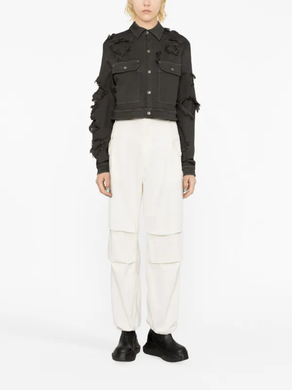 Rick Owens DRKSHDW distressed-effect Cropped Denim Jacket | Grey