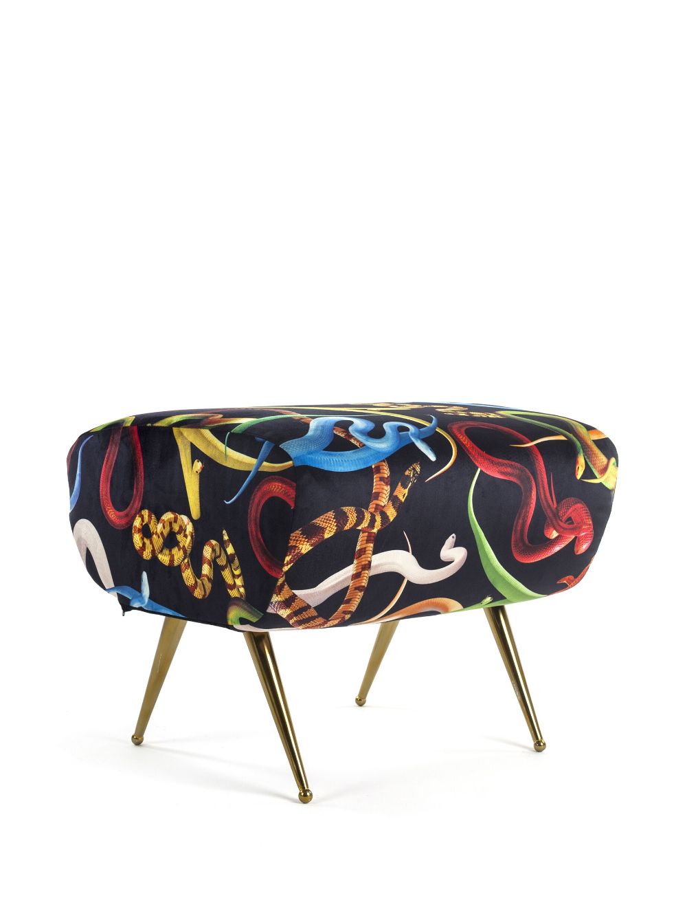 Shop Seletti Snake-print Pouf In Black