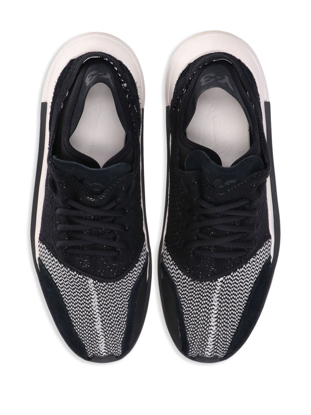 Shop Y-3 Qisan Knitted Low-top Sneakers In Black