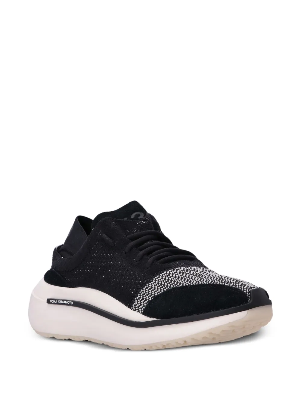 Shop Y-3 Qisan Knitted Low-top Sneakers In Black