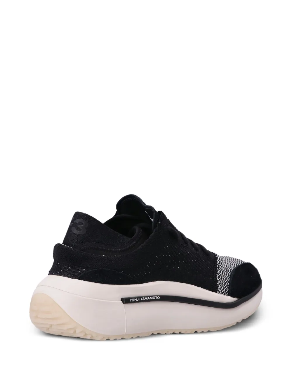 Shop Y-3 Qisan Knitted Low-top Sneakers In Black