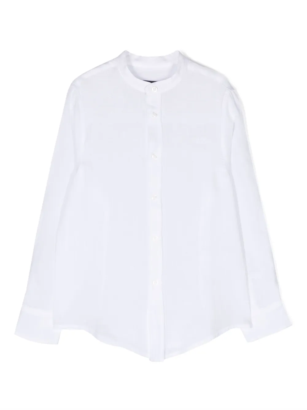 Fay Embroidered-logo Band-collar Shirt In 白色