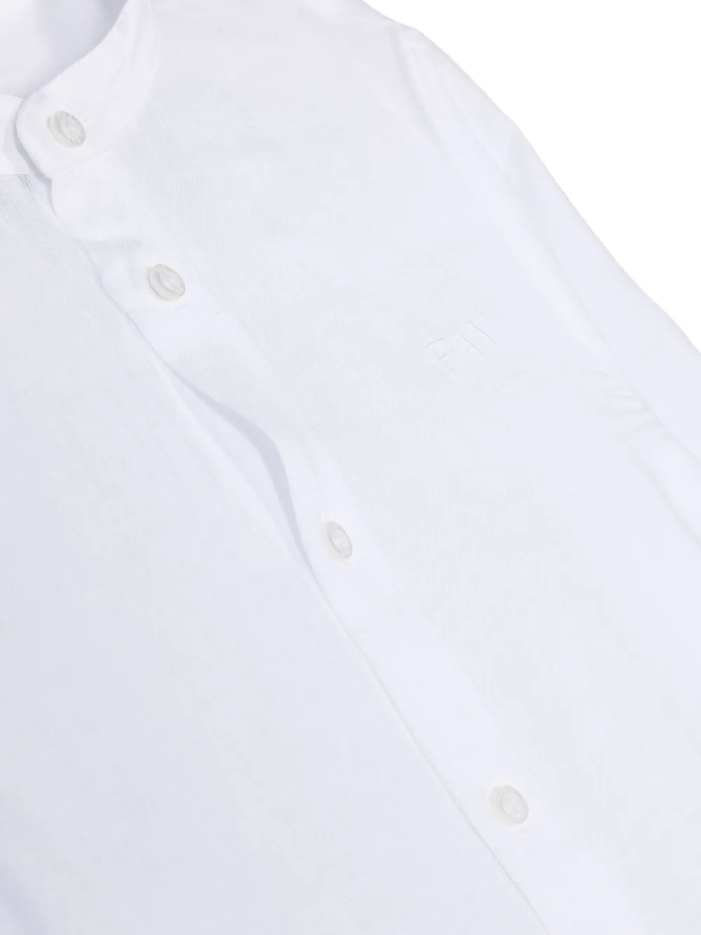 Fay Embroidered-logo Band-collar Shirt In 白色