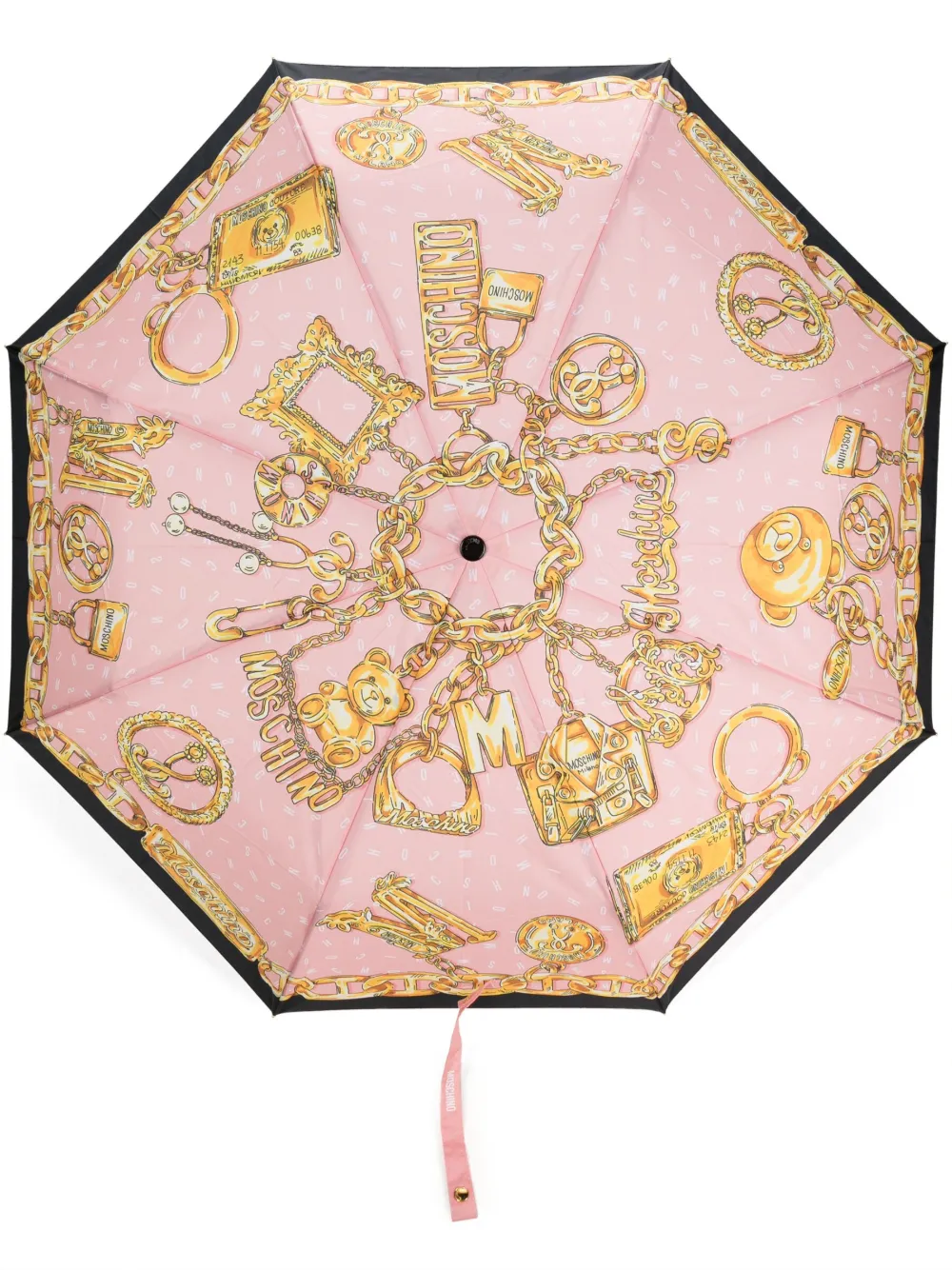 Moschino Baroque-print Compact Umbrella In Pink