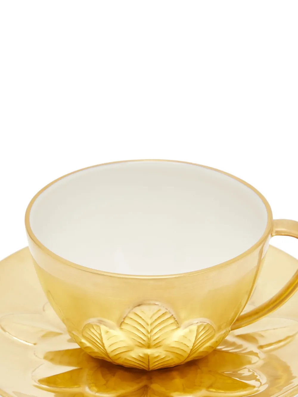Villari Peacock Tea Cup And Saucer Set In Gold