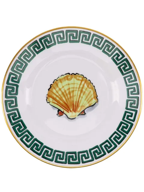 GINORI 1735 plato para pan de porcelana con conchas de mar estampadas (16cm)