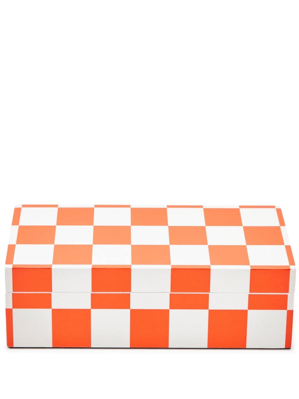 Jonathan Adler Lacquer Checkerboard Trinket Box In Orange