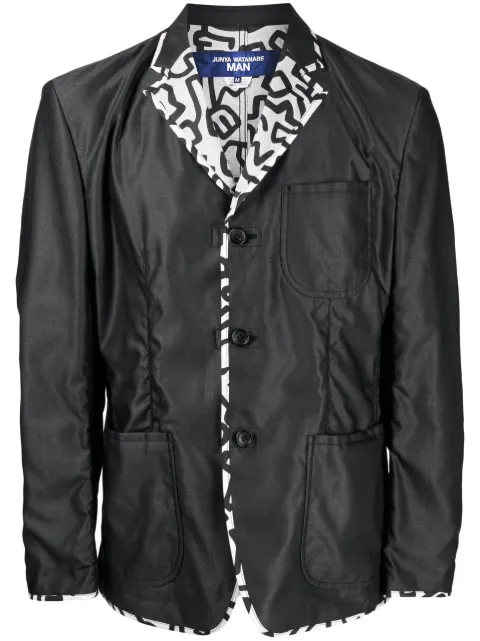 Junya Watanabe MAN contrasting-trim buttoned blazer