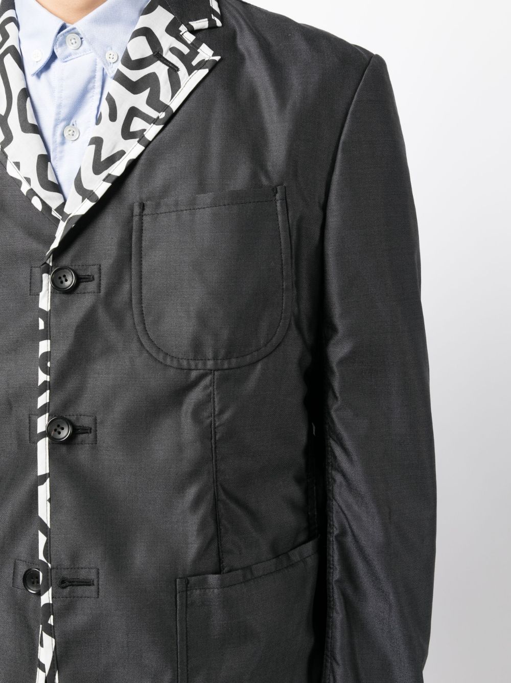 Shop Junya Watanabe Contrasting-trim Buttoned Blazer In Black