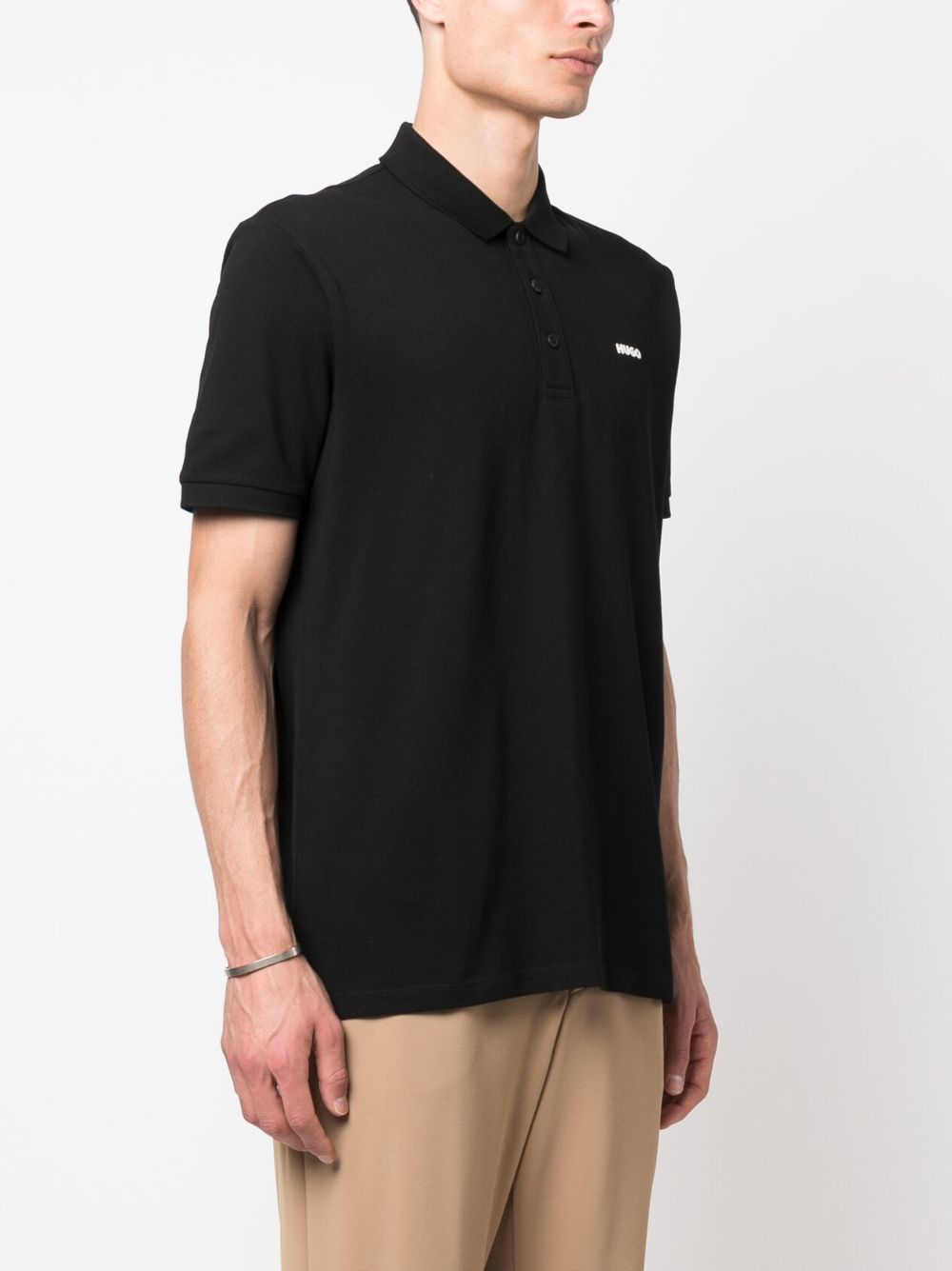 Shop Hugo Logo-print Short-sleeve Polo Shirt In Black