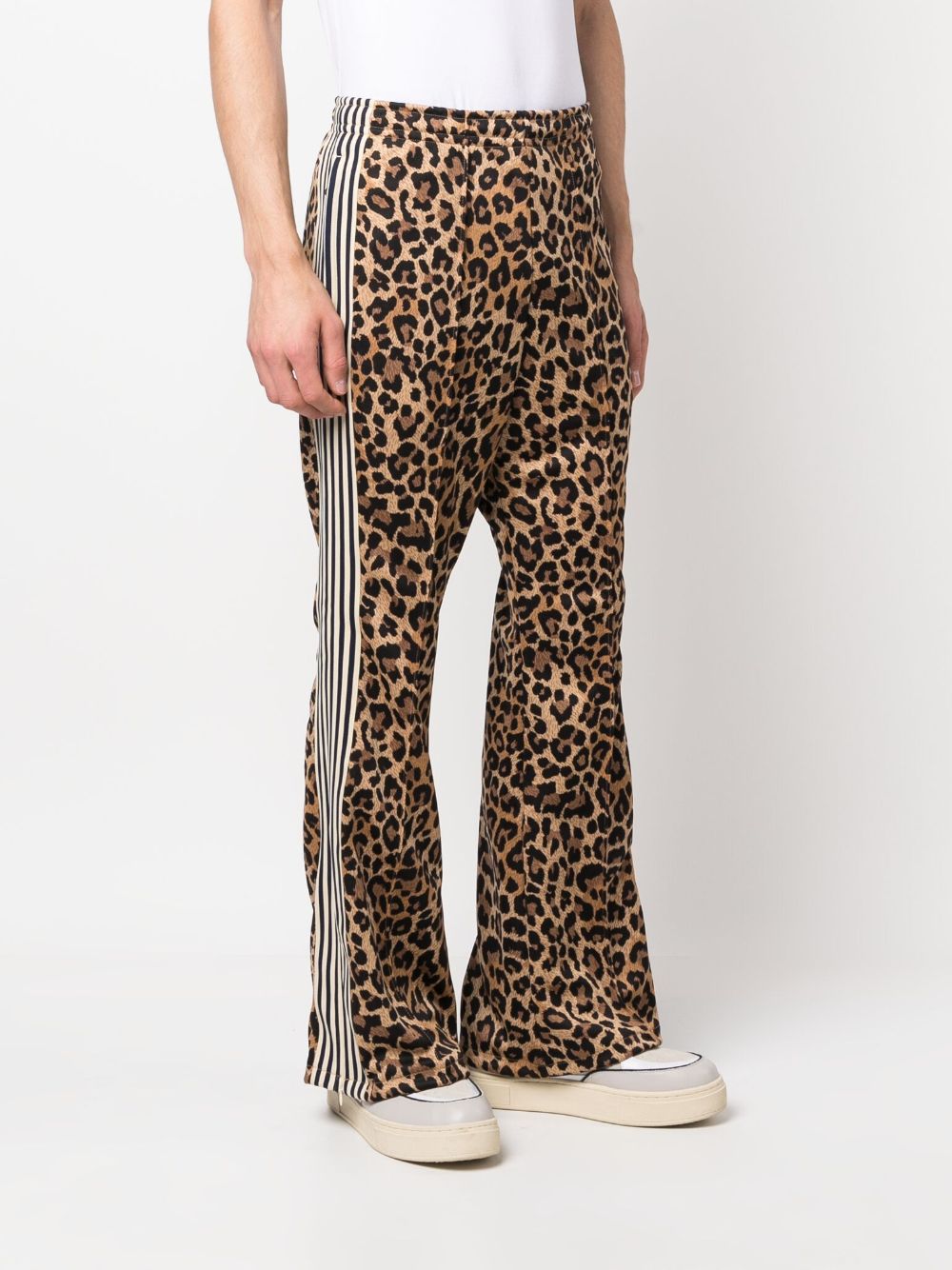 Shop Kapital Cheetah-print Flared Track Pants In Brown