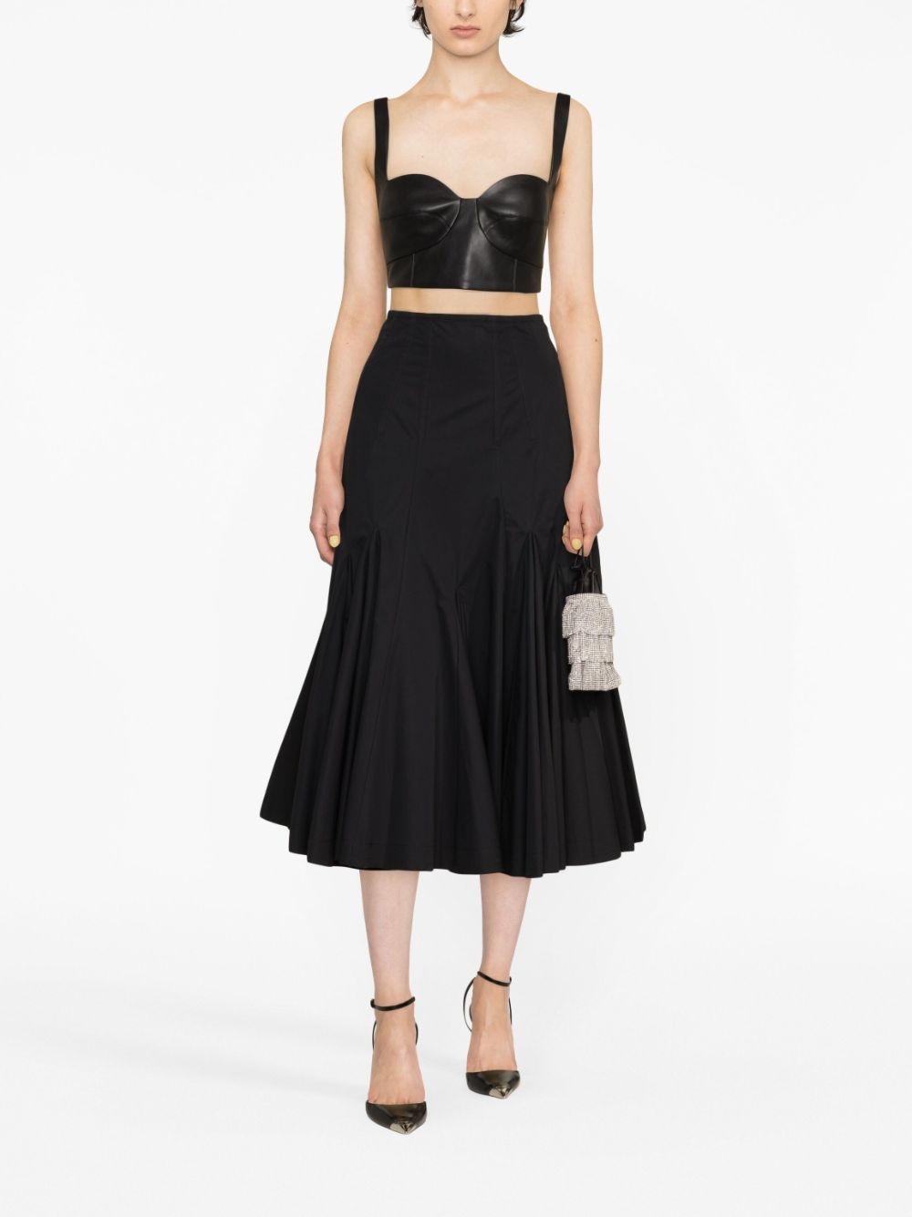 Shop Sportmax A-line Cotton Midi Skirt In Black