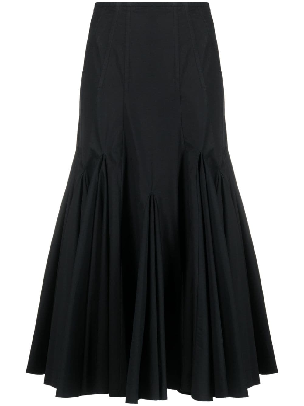 Sportmax A-line Cotton Midi Skirt In Black