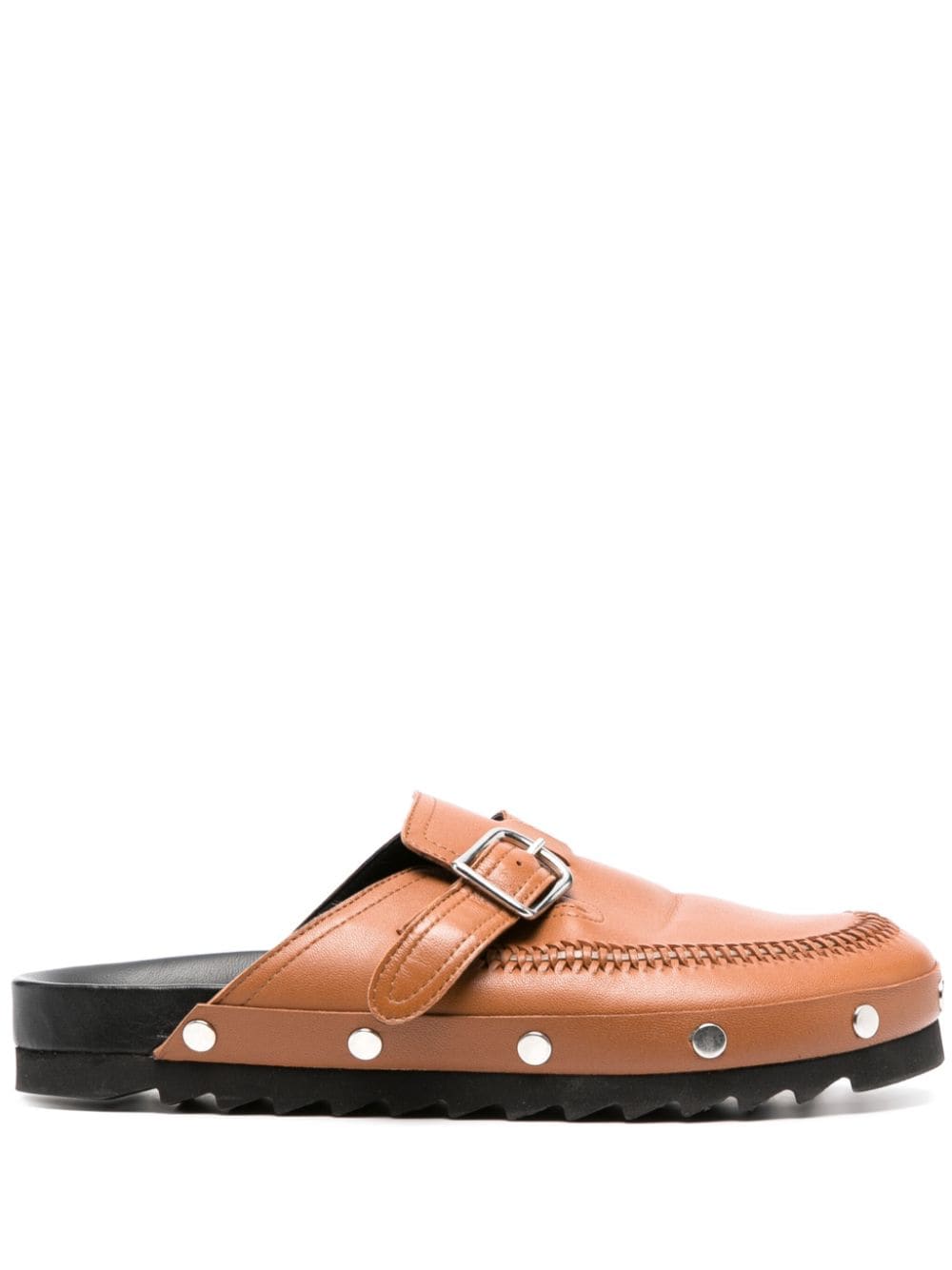 braided leather loafer clogs