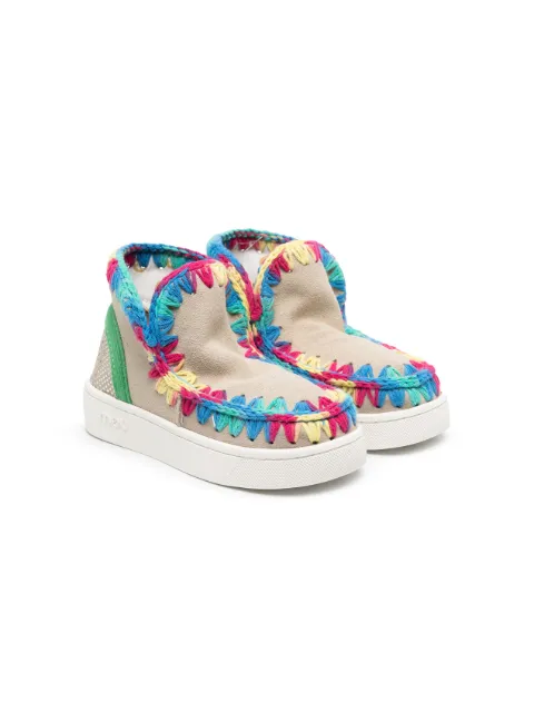 Mou Kids - Eskimo crochet-whipstitch suede sneakers