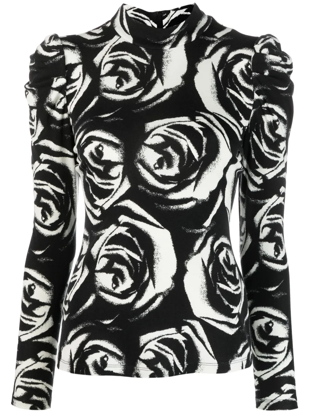 DVF Diane von Furstenberg rose-print mock-neck blouse