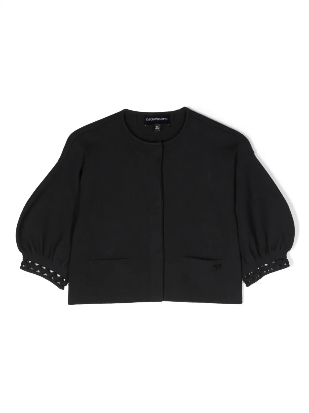 Emporio Armani Kids カットアウトディテール トップ - ブルー Emporio Armani Kids カットアウトディテール トップ - ブルー