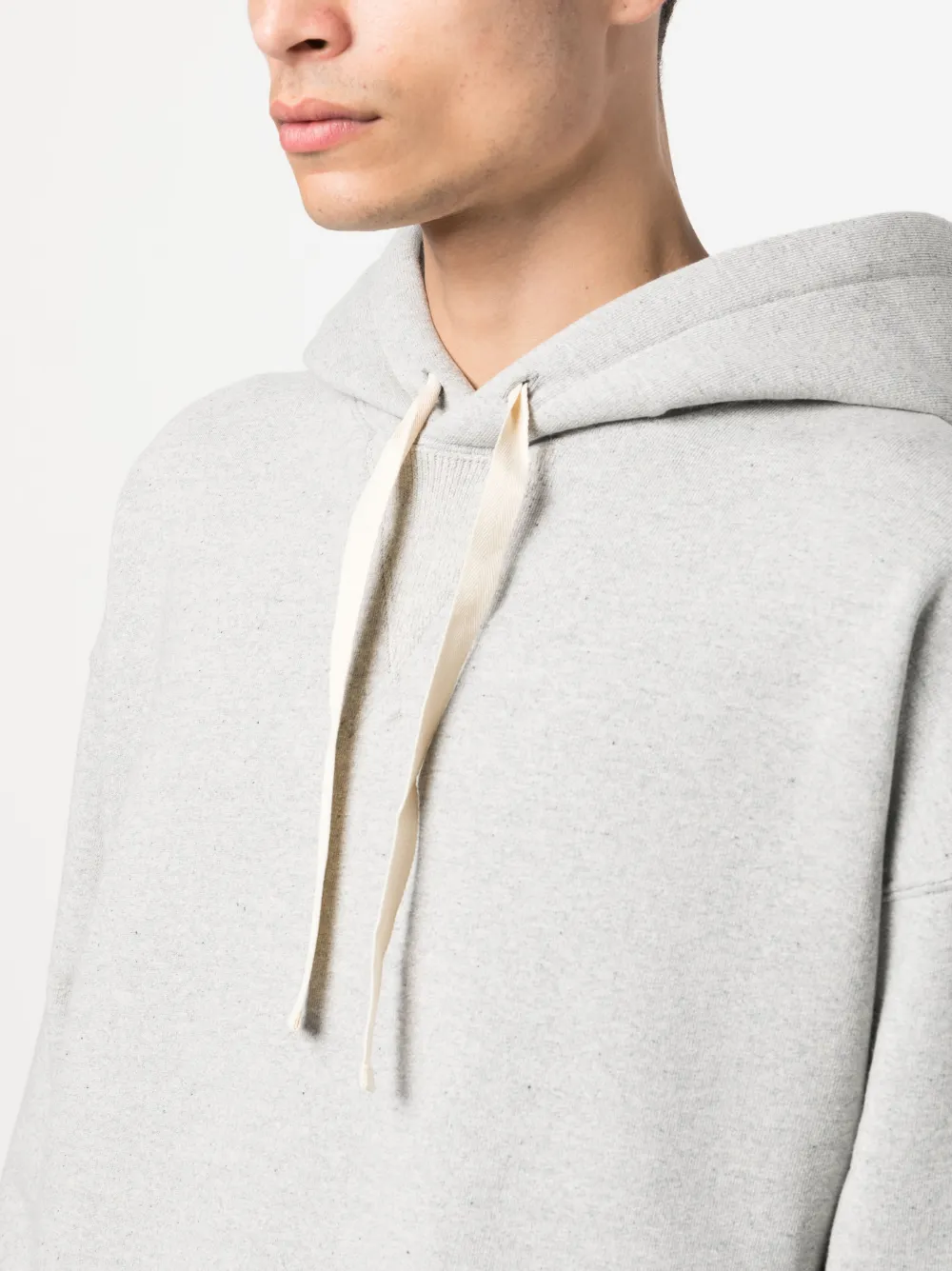 Shop Jil Sander Drop-shoulder Drawstring Hoodie In Grey