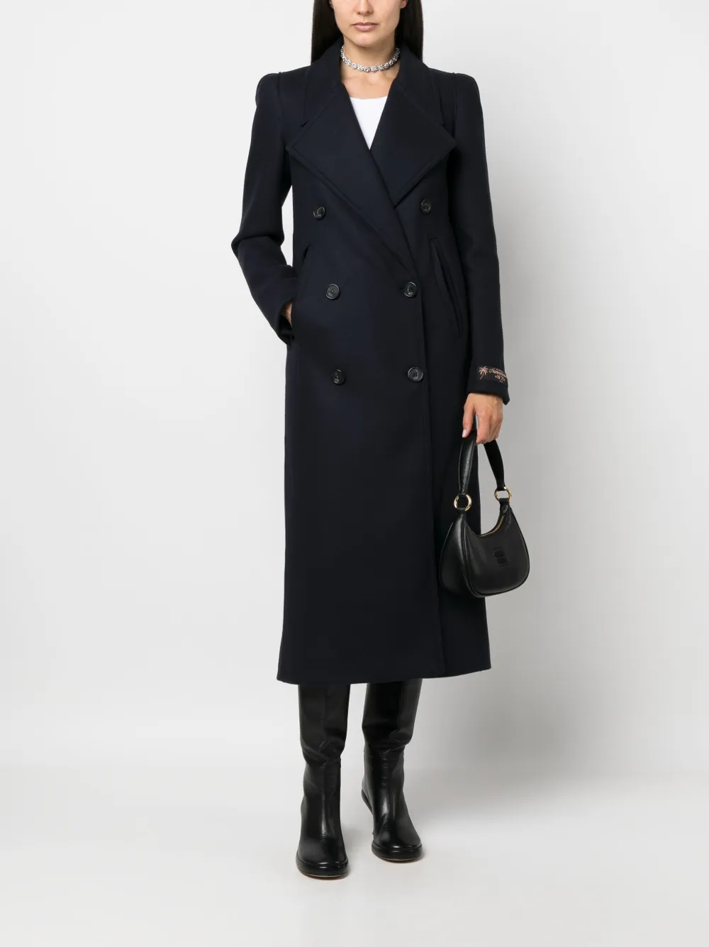 Nº21 double-breasted woven coat - Blauw