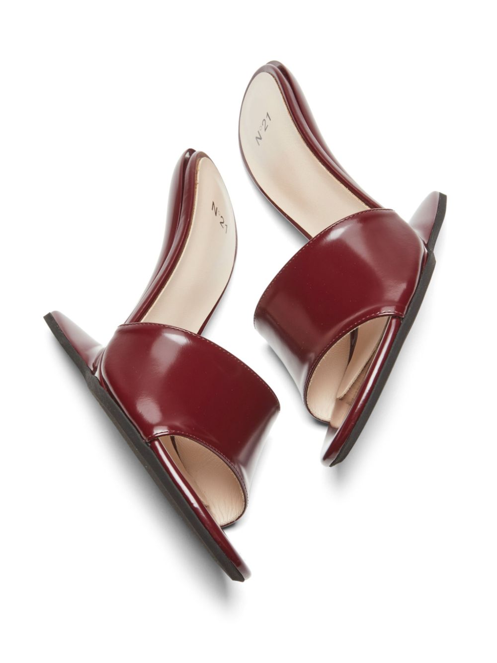 Nº21 Sabot 100mm leather mules - Rood