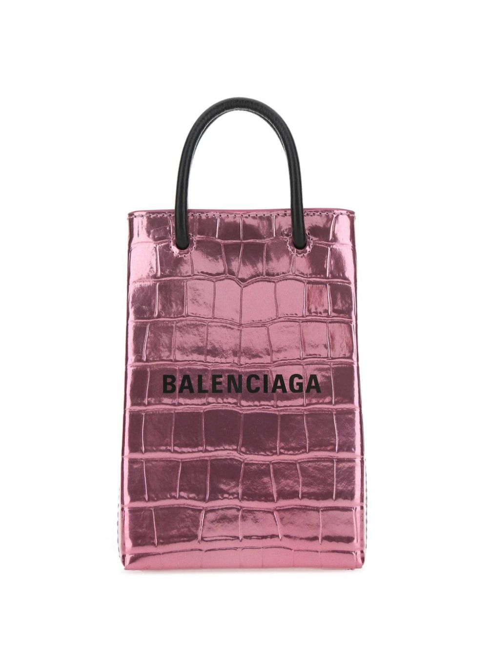 Balenciaga croc-embossed logo-print shopping bag - Pink