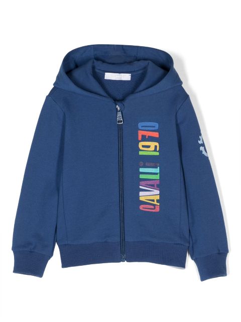 Roberto Cavalli Junior logo-print zip-up jacket