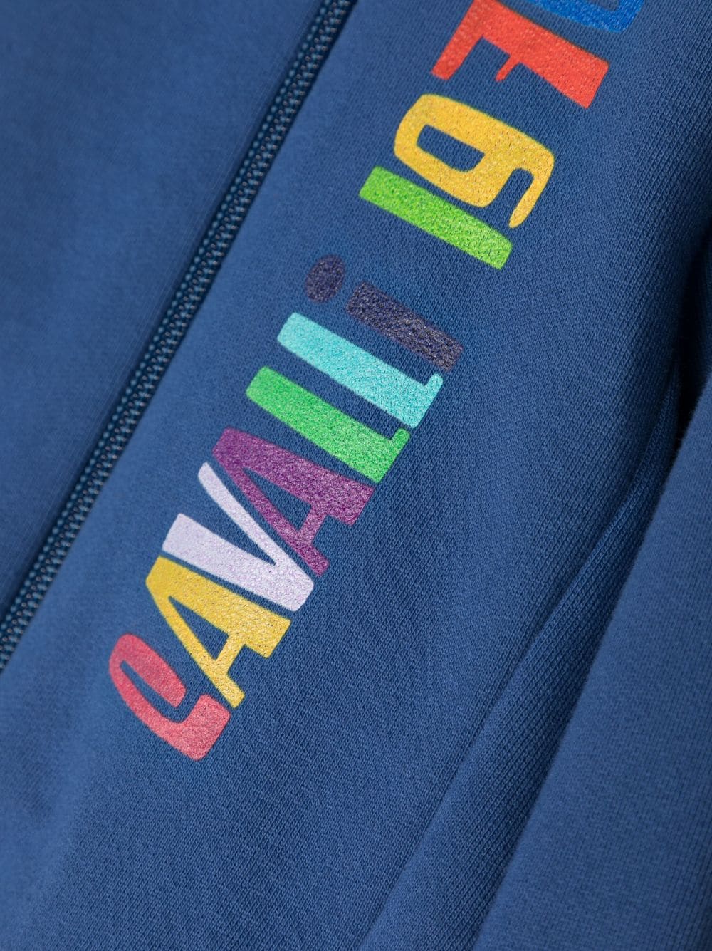 Shop Roberto Cavalli Junior Logo-print Zip-up Jacket In Blue
