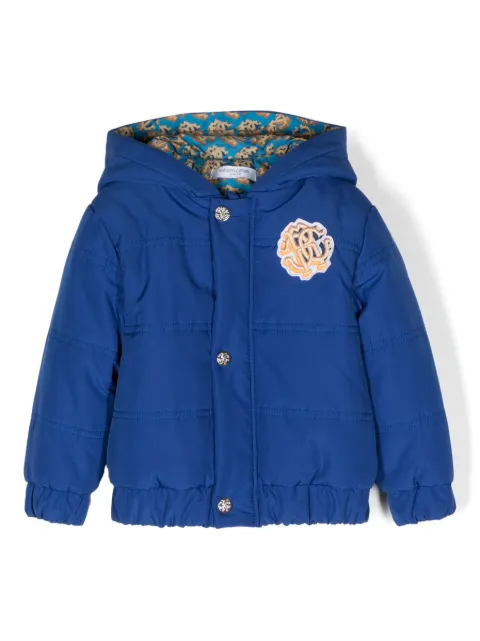 Roberto Cavalli Junior logo-patch hooded jacket