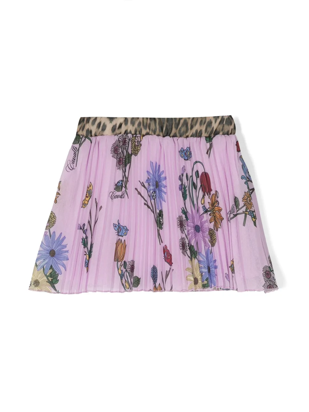 Shop Roberto Cavalli Junior Floral-print Pleated Skirt In Purple