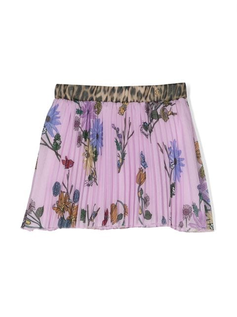 Roberto Cavalli Junior floral-print pleated skirt
