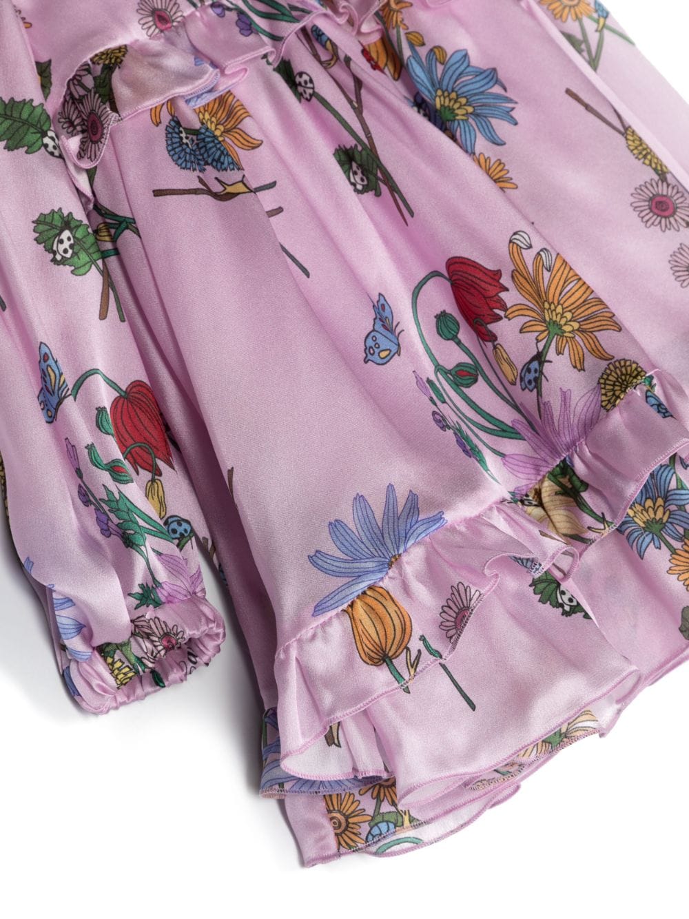 Shop Roberto Cavalli Junior Floral-print Silk Dress In Pink