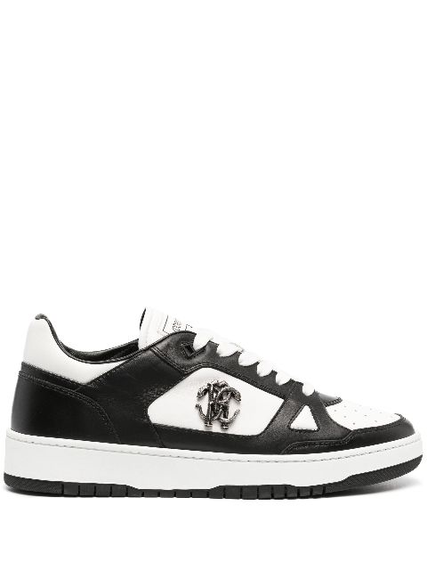 Roberto Cavalli logo-plaque leather sneakers 