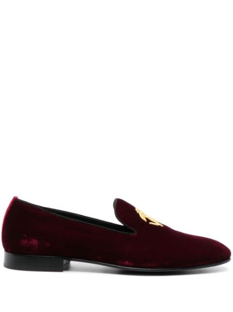 Roberto Cavalli logo-plaque velvet-finish loafers 