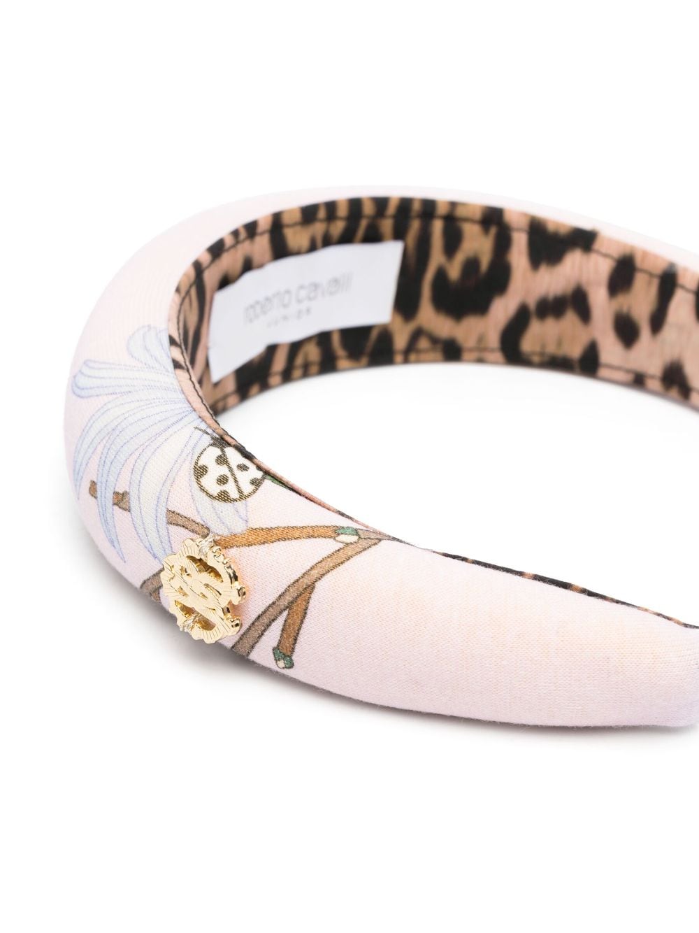 Shop Roberto Cavalli Junior Graphic-print Cotton Headband In Pink