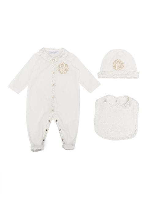 Roberto Cavalli Junior logo-embroidered cotton babygrow set