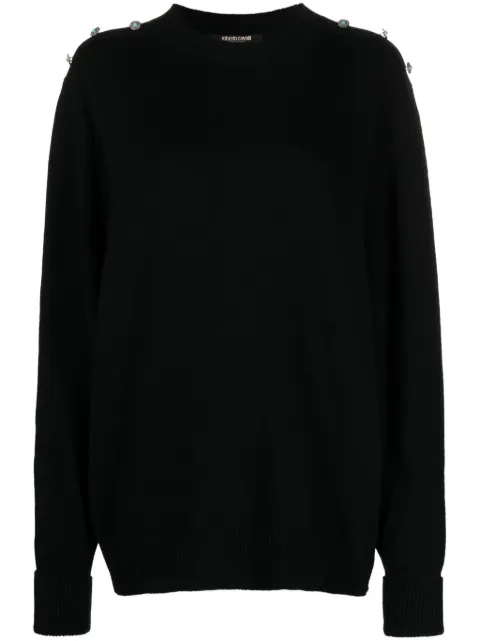 Roberto Cavalli stud-embellished crew-neck jumper