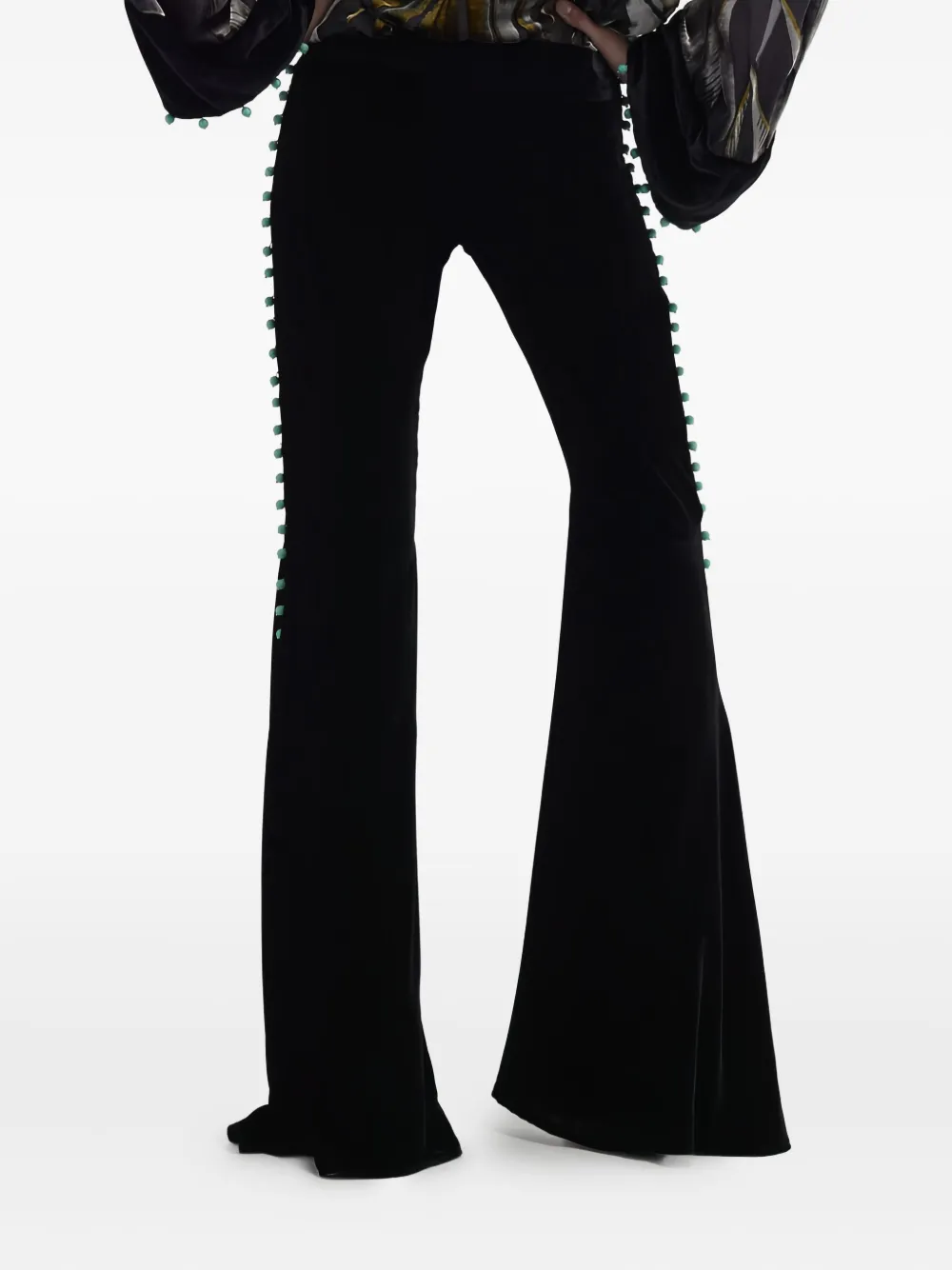 Roberto Cavalli Bead-embellished Flared Trousers In Multi