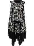 Roberto Cavalli frayed-hem plaid hooded cape - Black