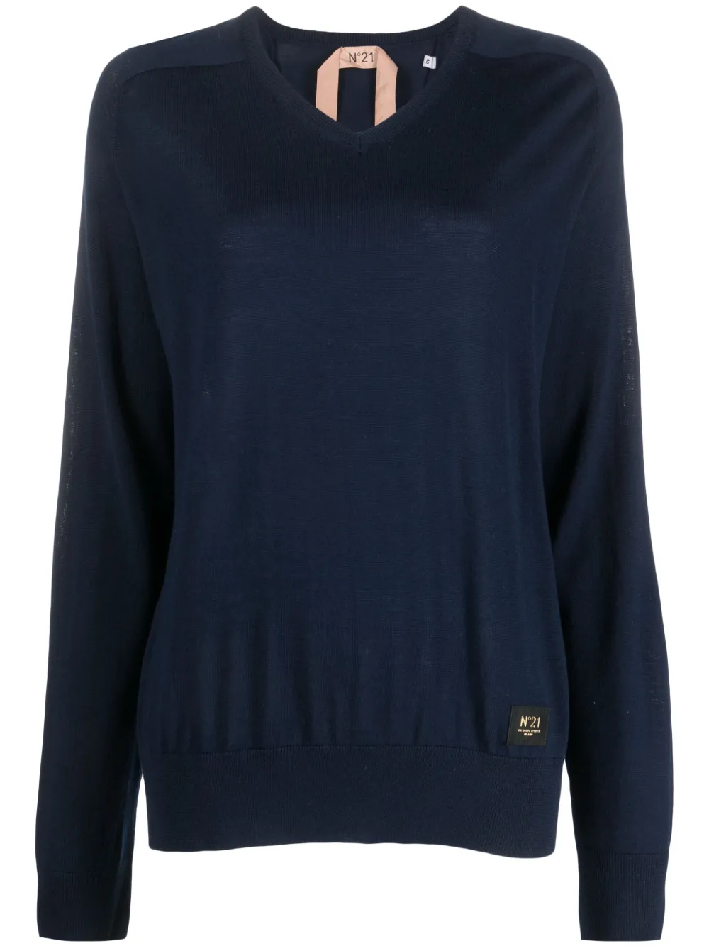 N°21 Logo-patch Virgin-wool Jumper In Blue