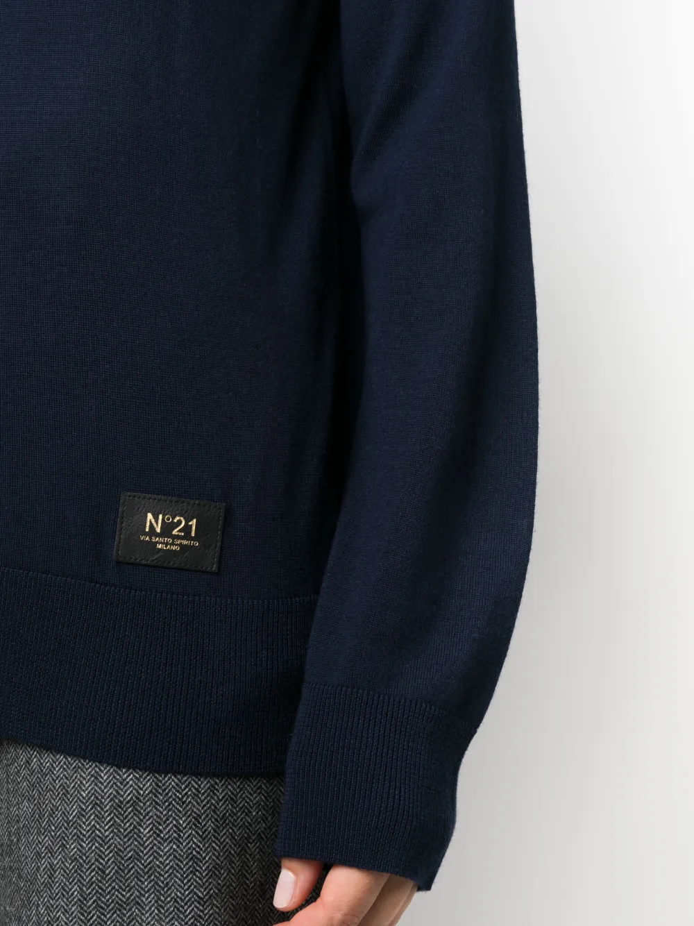 N°21 Logo-patch Virgin-wool Jumper In Blue