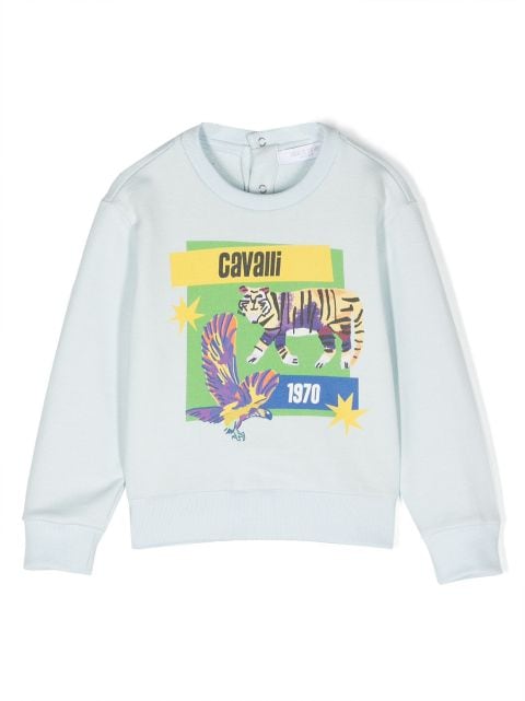 Roberto Cavalli Junior graphic-print cotton sweatshirt