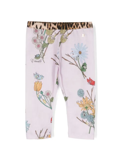 Roberto Cavalli Junior floral-print cotton leggings