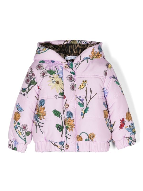 Roberto Cavalli Junior floral-print Hooded Puffer Jacket - Farfetch