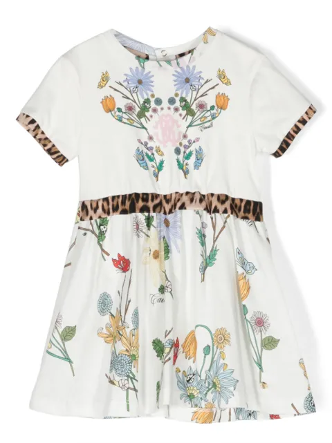 Roberto Cavalli Junior floral-print short-sleeve cotton dress