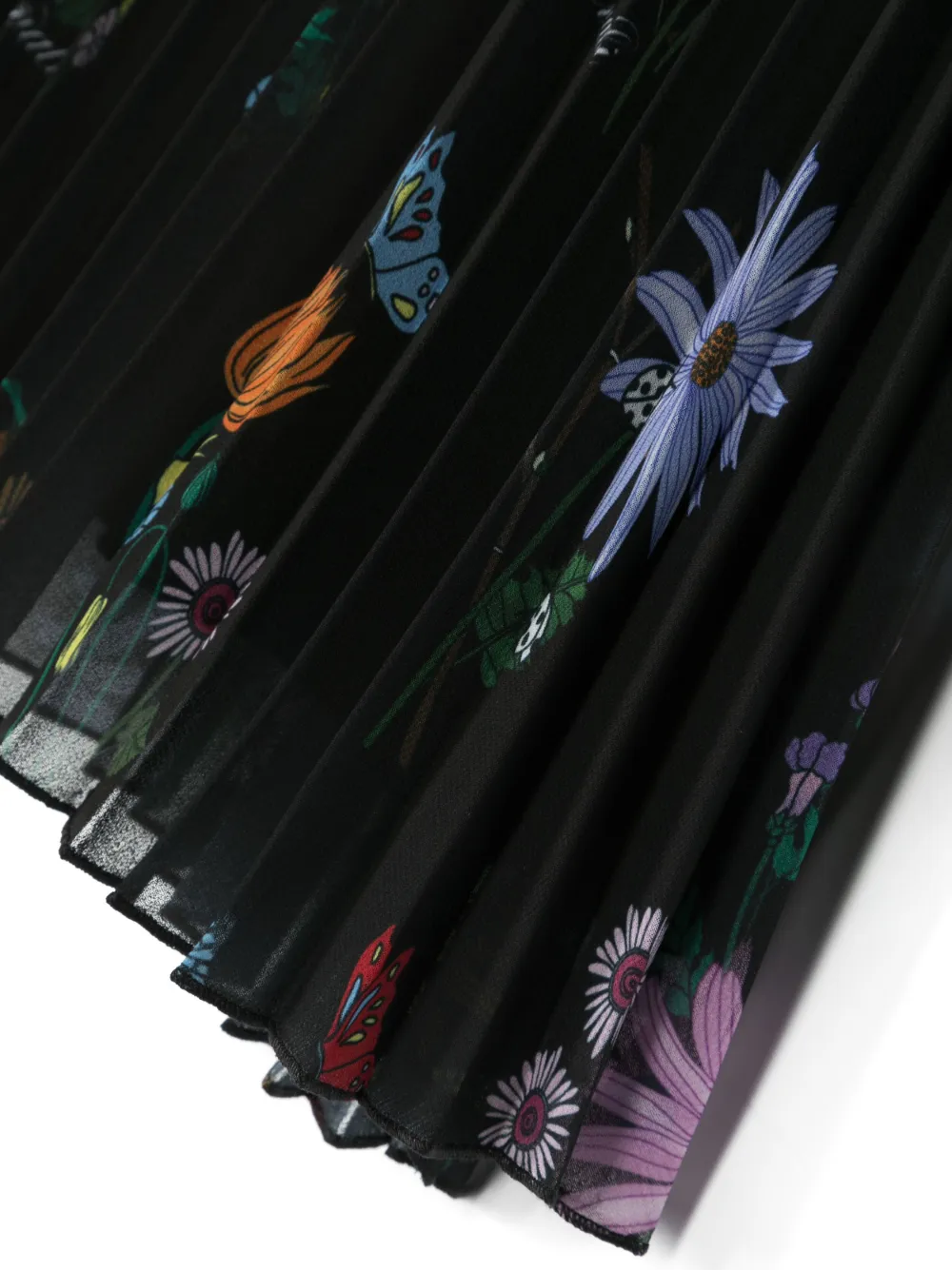 Roberto Cavalli Junior Plooirok met bloemenprint Zwart