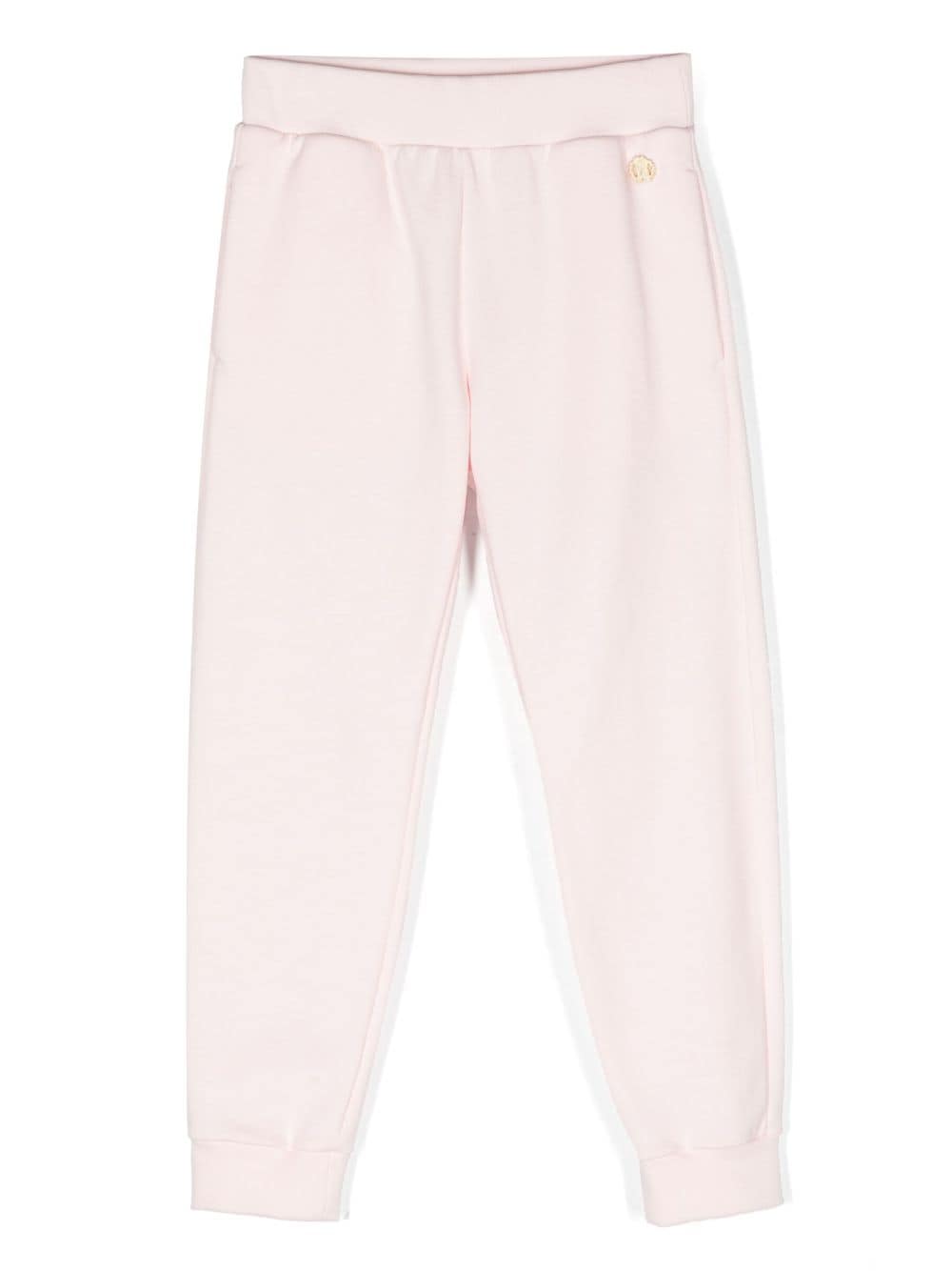 Shop Roberto Cavalli Junior Embroidered Cotton Track Pants In Pink