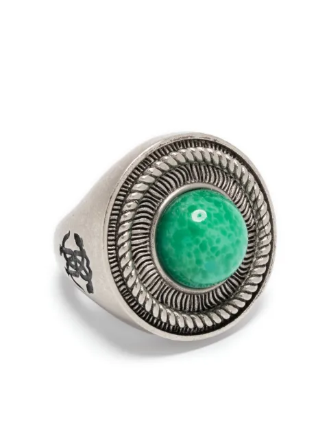 Roberto Cavalli logo-engraved gemstone ring