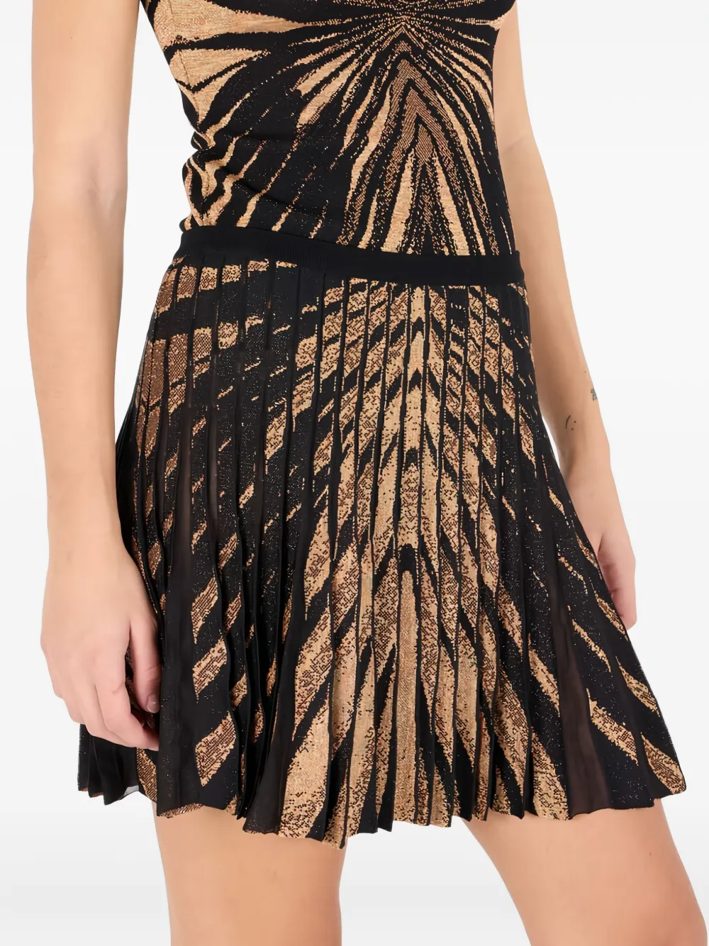 Roberto Cavalli Pleated Abstract-pattern Mini Skirt In Black